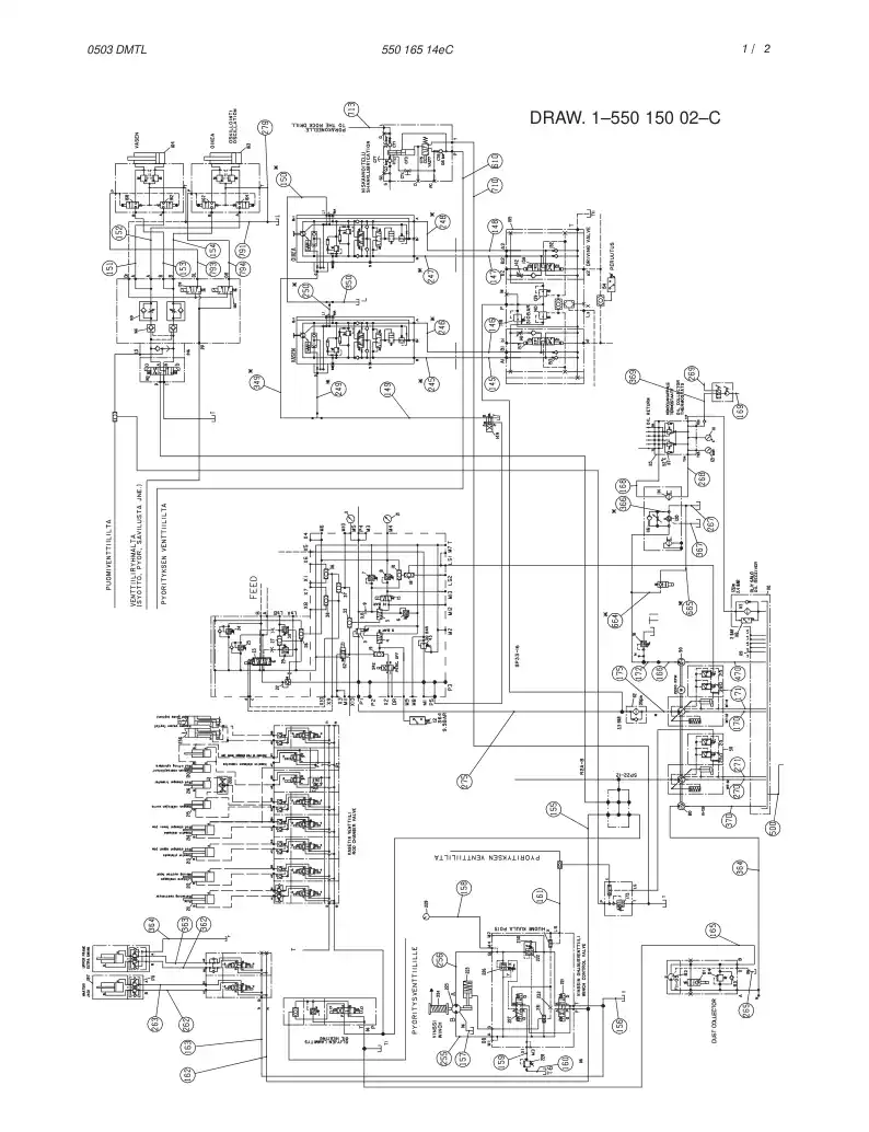 55016514gD 550 165 14gD HYDRAULIC DIAGRAM,LOWER FRAME - Sandvik Technical Drawing