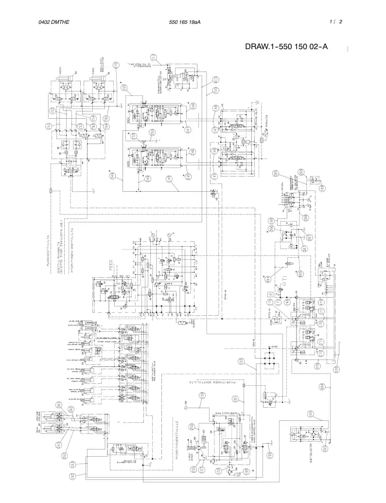 55016519fC 550 165 19fC HYDRAULIC DIAGRAM,CARRIER (1-5 - Sandvik Technical Drawing