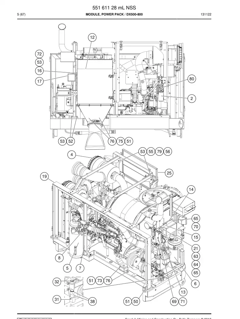 55016626e 550 166 26e Tank Assembly - Sandvik Technical Drawing