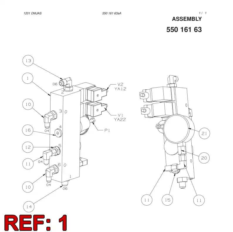 55016669 550 166 69 AIR VALVE - Sandvik Technical Drawing