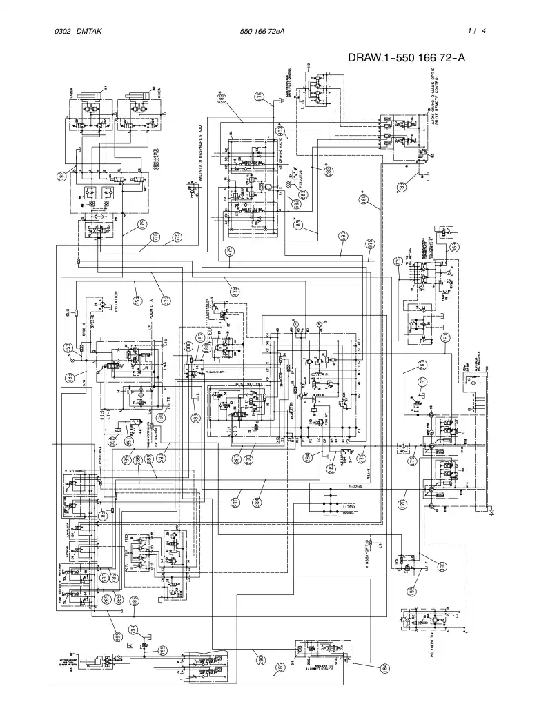 55016672eA 550 166 72eA HYDRAULIC DIAGRAM,RECEIVER MOD - Sandvik Technical Drawing
