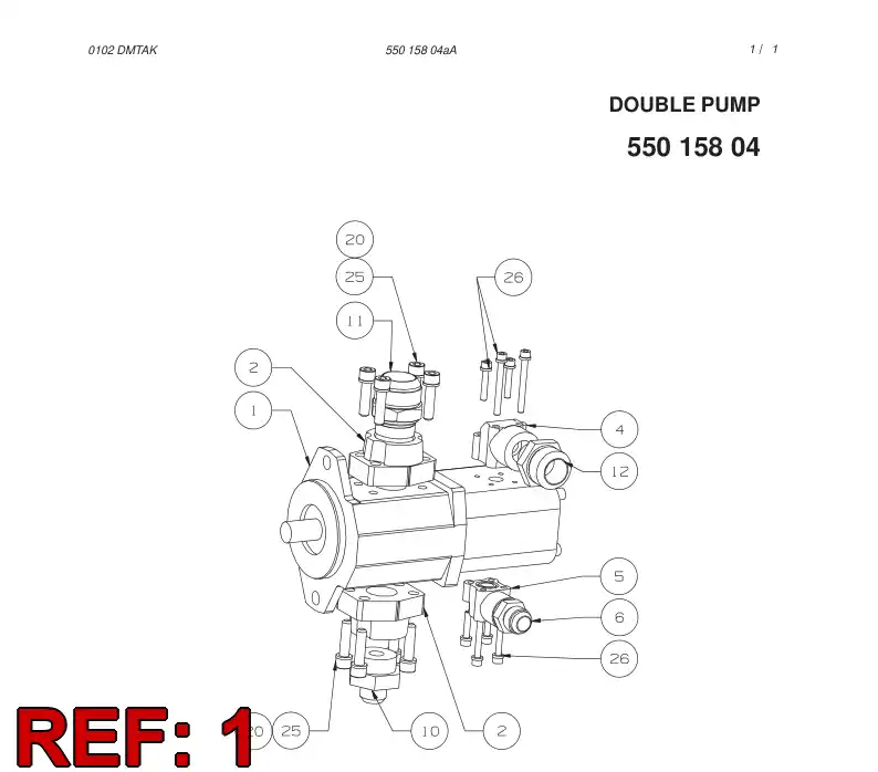 55016817 550 168 17 DOUBLE PUMP - Sandvik Technical Drawing