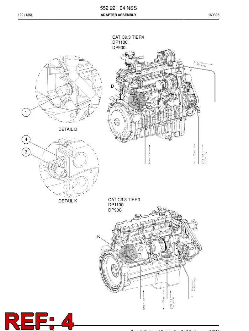 55016884a 550 168 84a Adapter, Hydraulic - Sandvik Technical Drawing