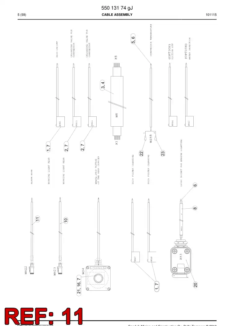 55016988a 550 169 88a Electric Components Assembly - Sandvik Technical Drawing