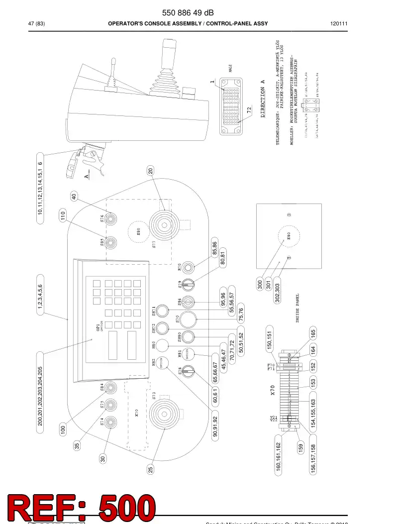 55017164a 550 171 64a Wiring instruction - Sandvik Technical Drawing