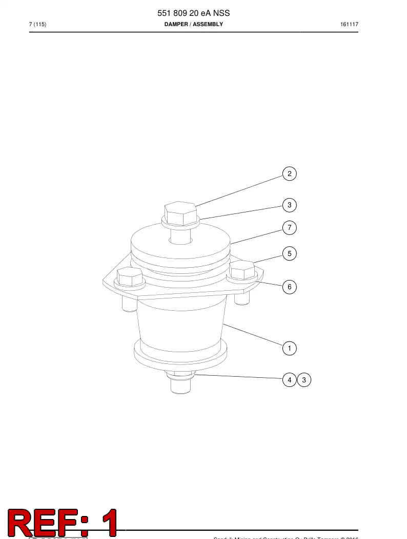 55017198a 550 171 98a Damper, Hole Mount - Sandvik Technical Drawing