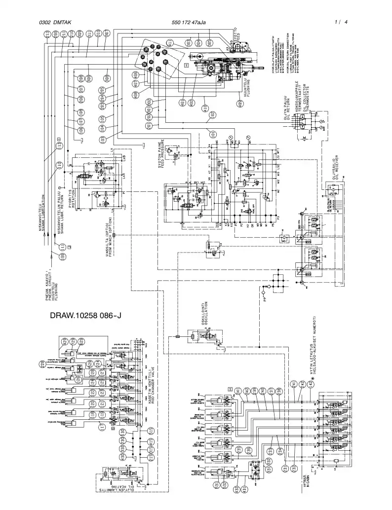 55017245a 550 172 45a HYDRAULIC CIRCUIT DIAGRAM - Sandvik Technical Drawing