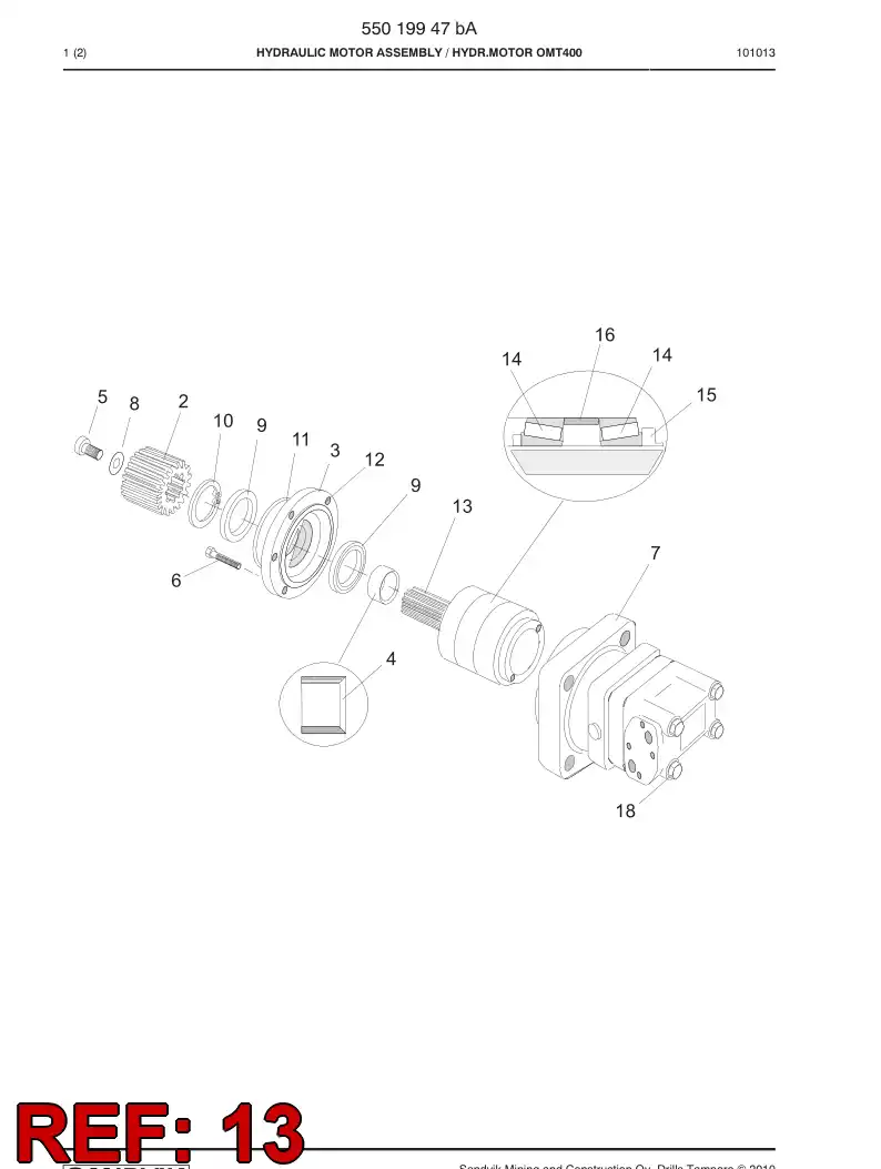 55017279 550 172 79 SHAFT ASSEMBLY - Sandvik Technical Drawing