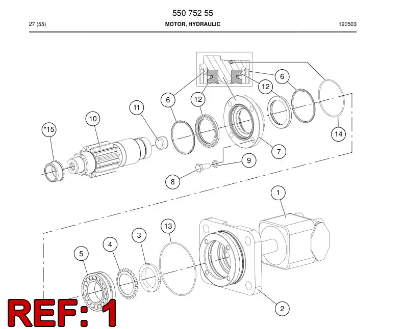 55017377a 550 173 77a Hydraulic Motor, Gerotor - Sandvik Technical Drawing