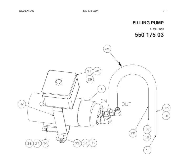 55017503eD 550 175 03eD FILLING PUMP - Sandvik Technical Drawing