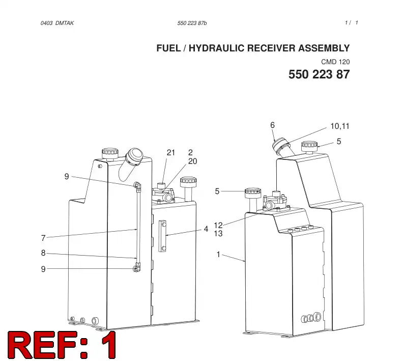 55017595 550 175 95 FUEL TANK - Sandvik Technical Drawing