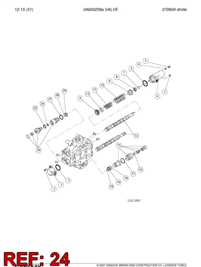 55017633 550 176 33 Valve - Sandvik Technical Drawing
