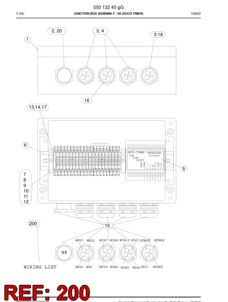 55017851f 550 178 51f Label, Cable - Sandvik Technical Drawing