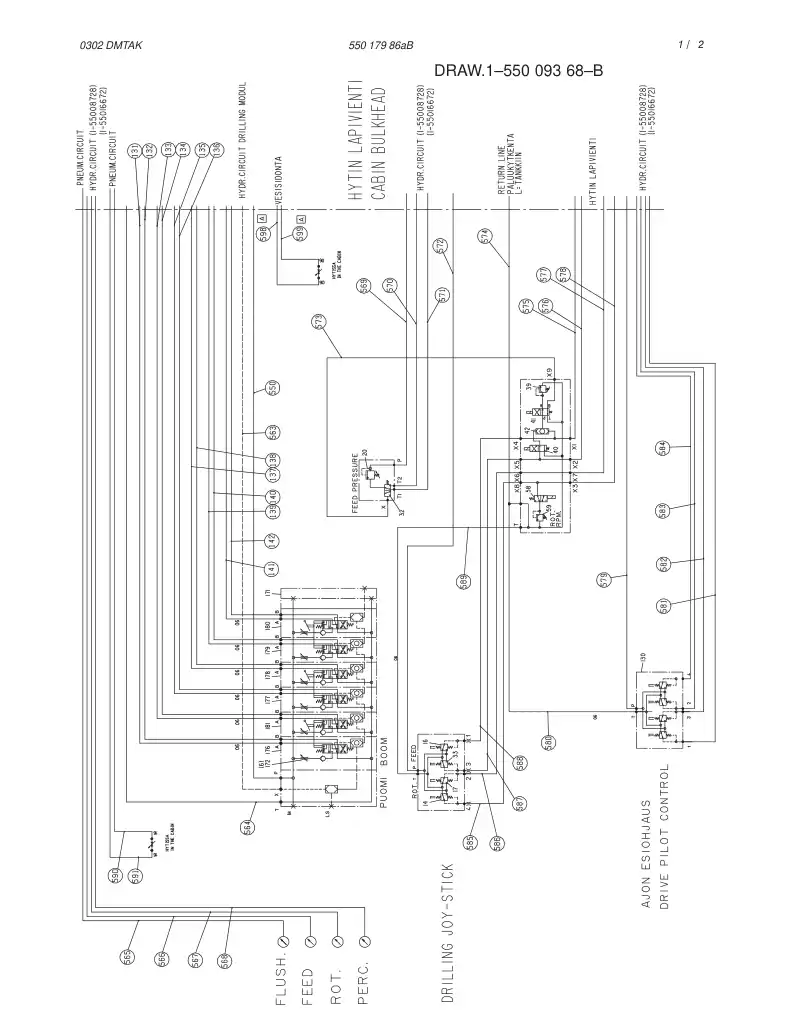 55017986bC 550 179 86bC HYDRAULIC DIAGRAM,CABIN (1-550 - Sandvik Technical Drawing