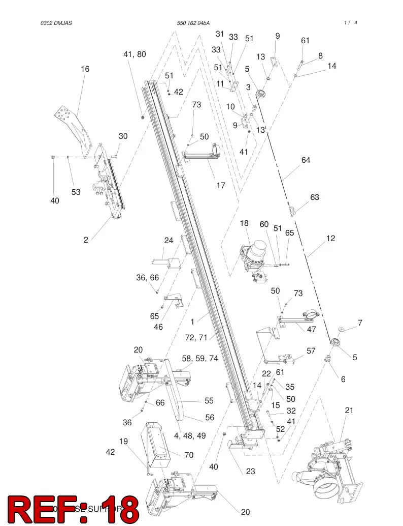 55018099 550 180 99 FEED MECHANISM - Sandvik Technical Drawing