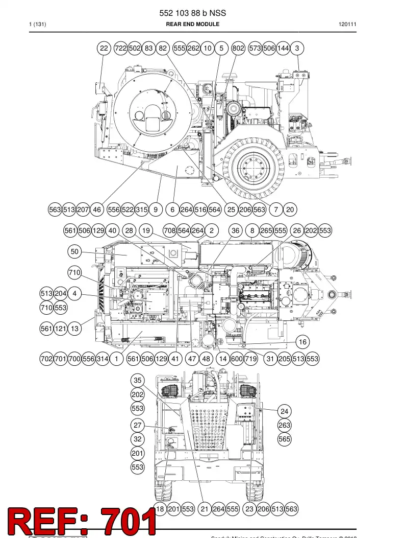 55018111 550 181 11 Power cable - Sandvik Technical Drawing