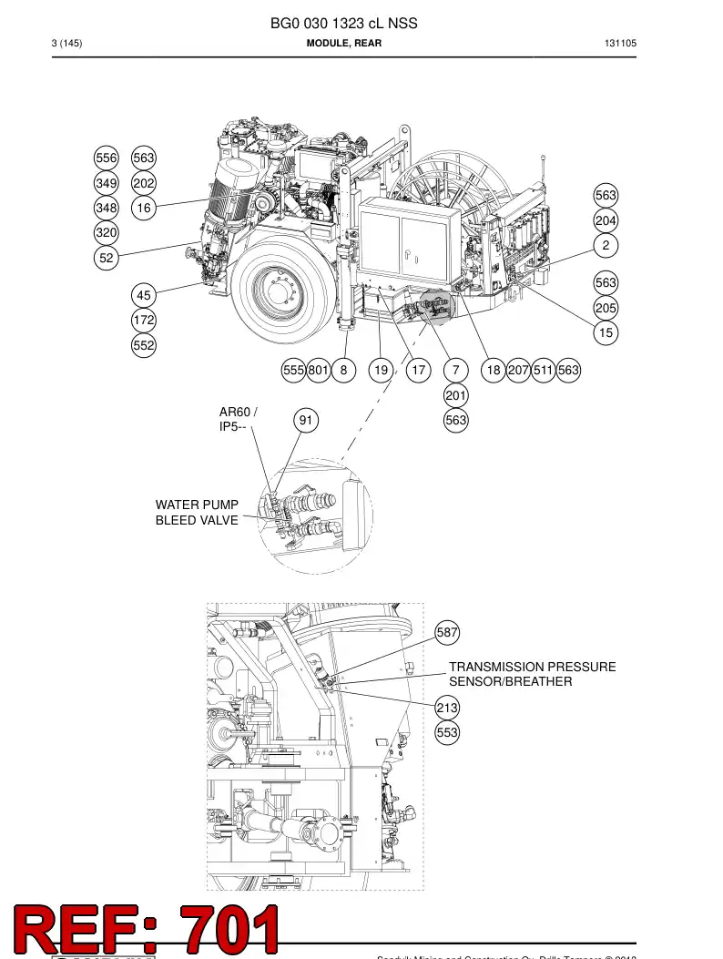 55018142 550 181 42 Cable, Power - Sandvik Technical Drawing