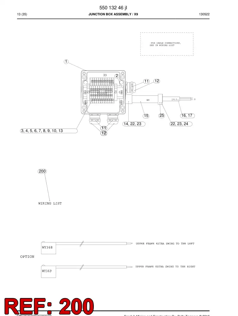 55018363b 550 183 63b Label, Cable - Sandvik Technical Drawing