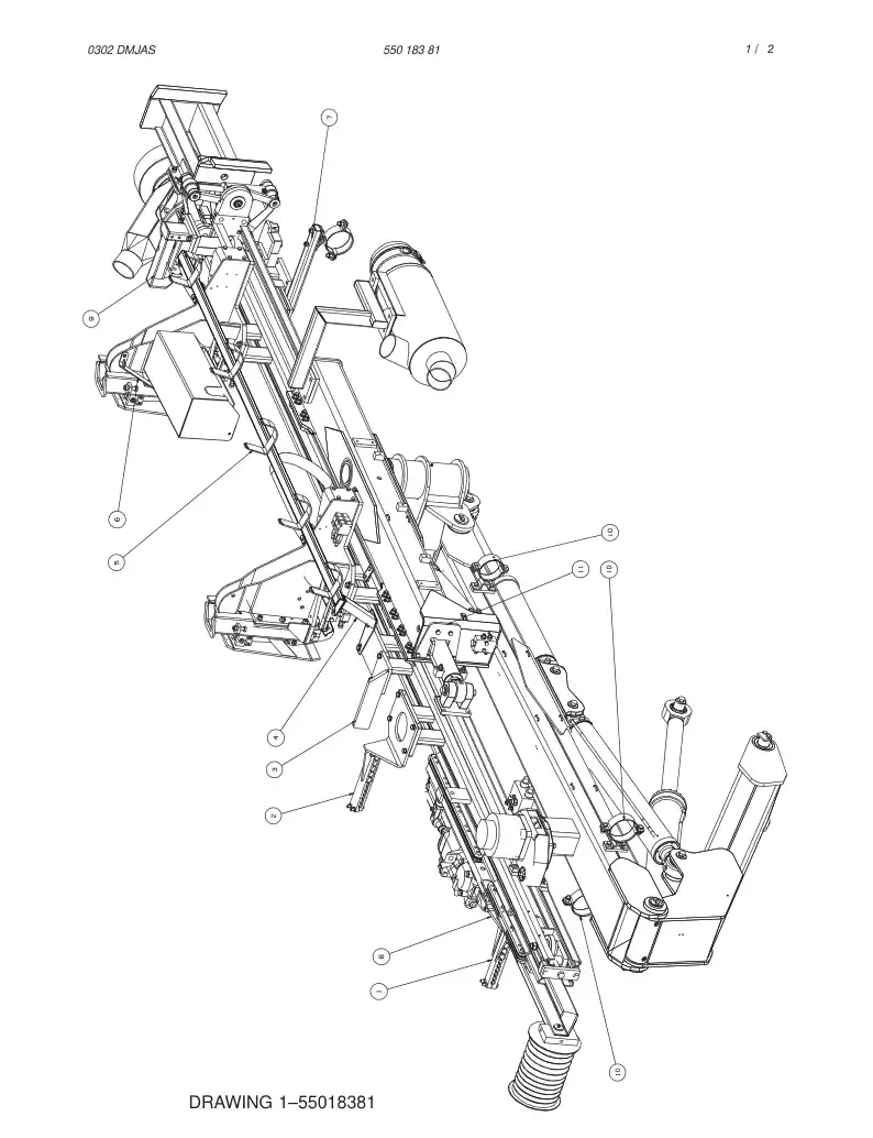 55018381 550 183 81 HOSE SUPPORT ASSEMBLY - Sandvik Technical Drawing