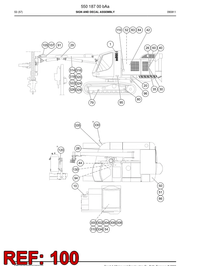 55018395 550 183 95 Sign - Sandvik Technical Drawing