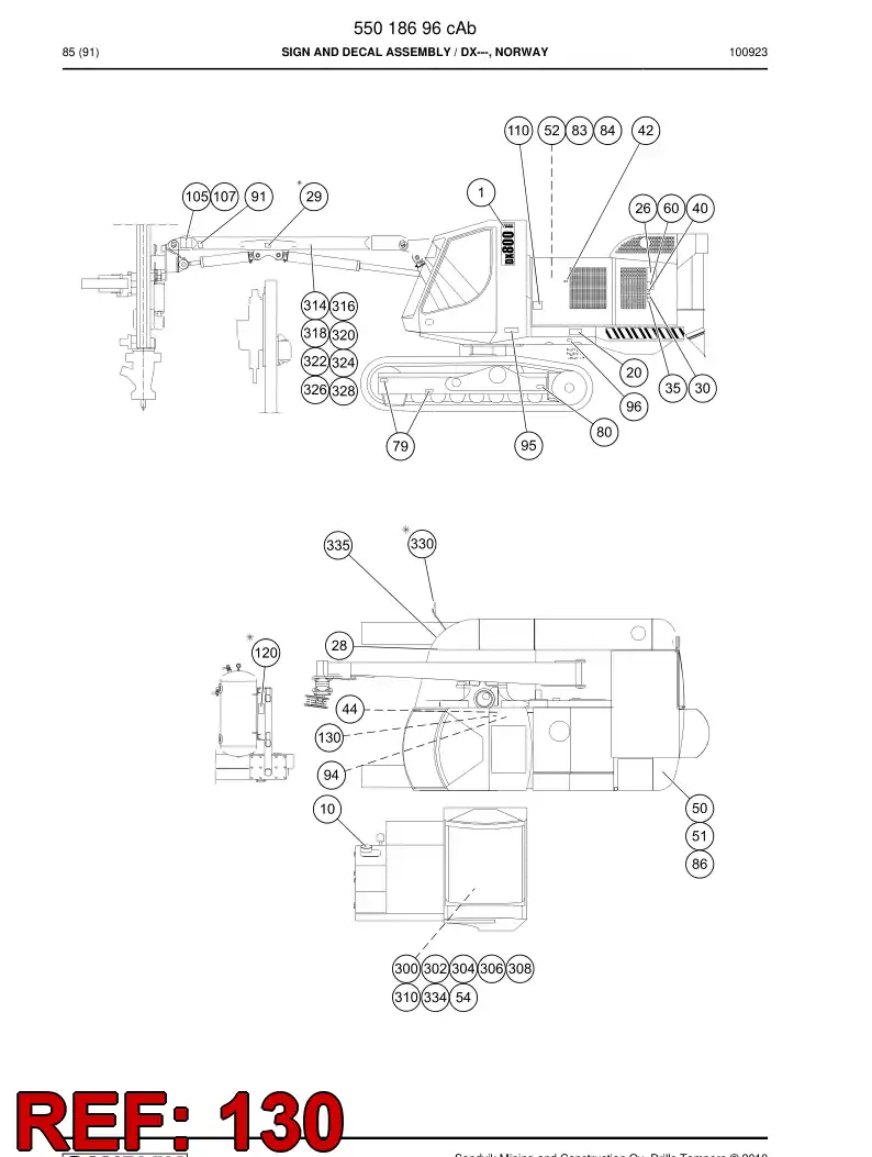 55018405a 550 184 05a Caution board set - Sandvik Technical Drawing