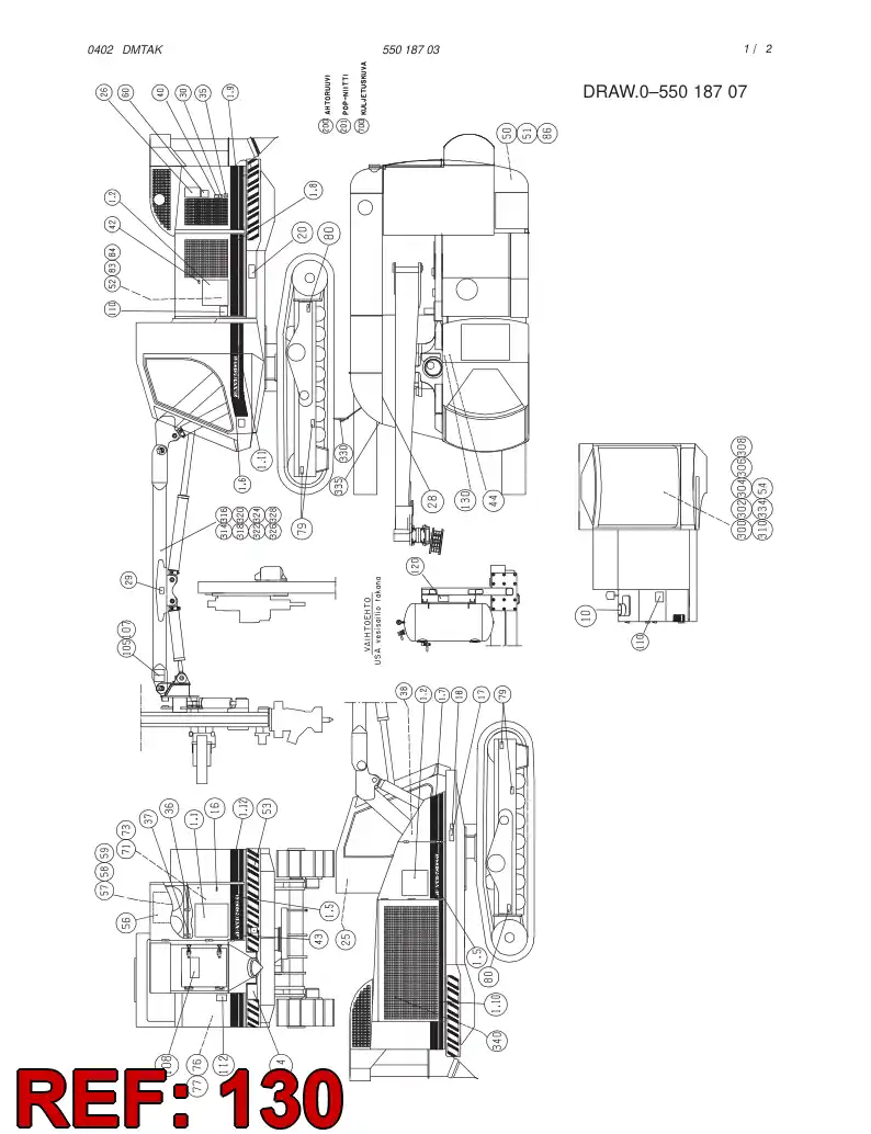 55018413 550 184 13 WARNING PLATE ASSY - Sandvik Technical Drawing