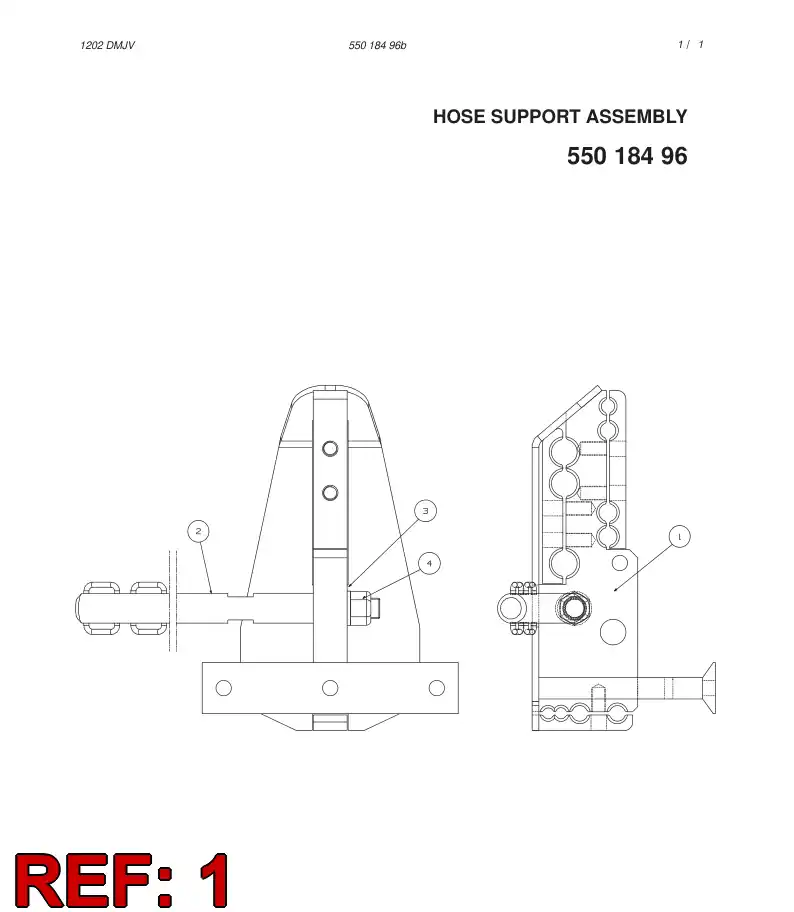 55018497 550 184 97 HOSE SUPPORT - Sandvik Technical Drawing