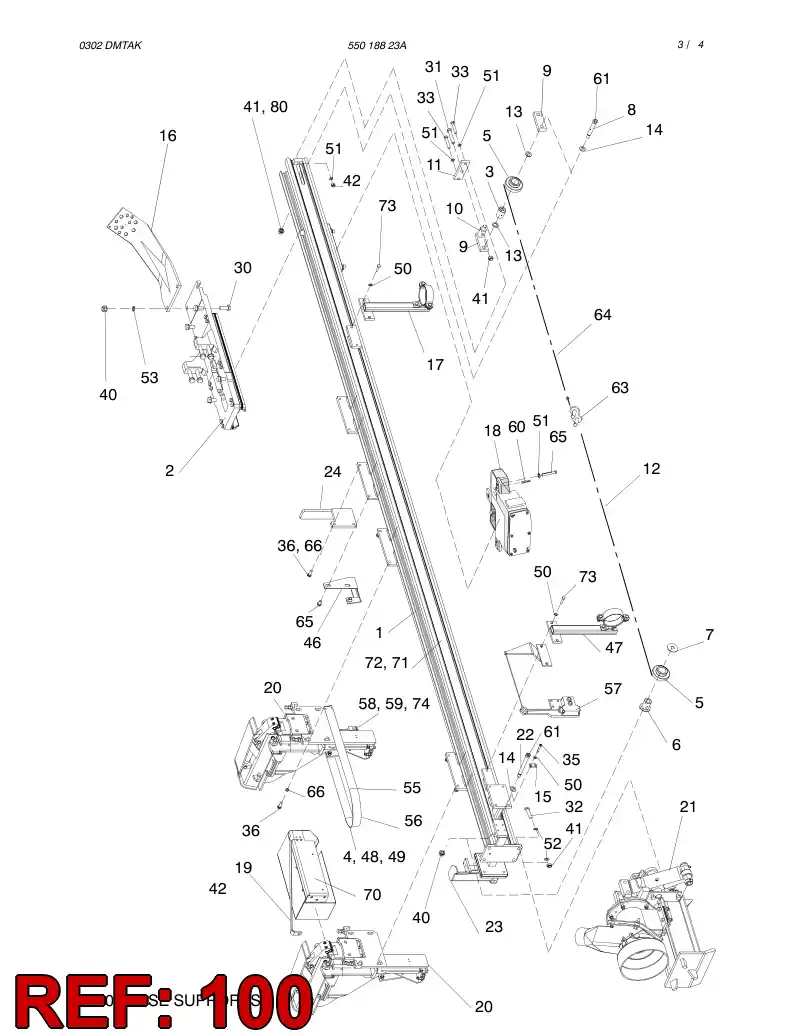 55018605 550 186 05 HOSE SUPPORT ASSEMBLY - Sandvik Technical Drawing