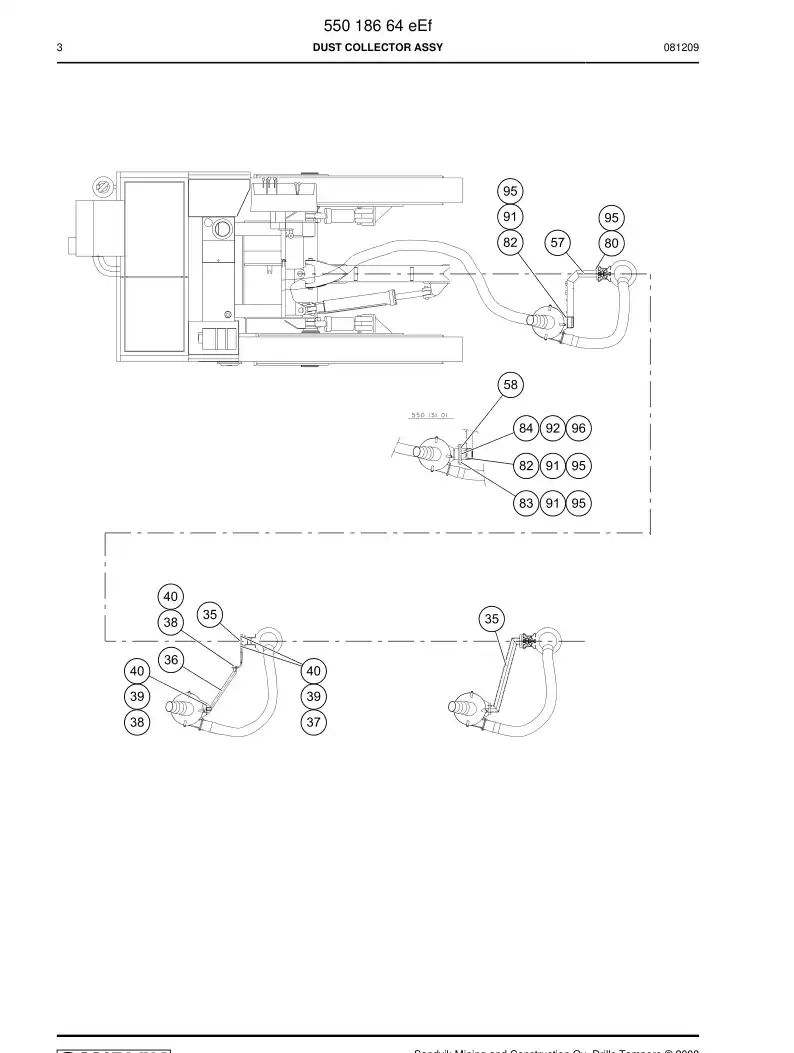 55018664e 550 186 64e DUST COLLECTOR ASSY - Sandvik Technical Drawing