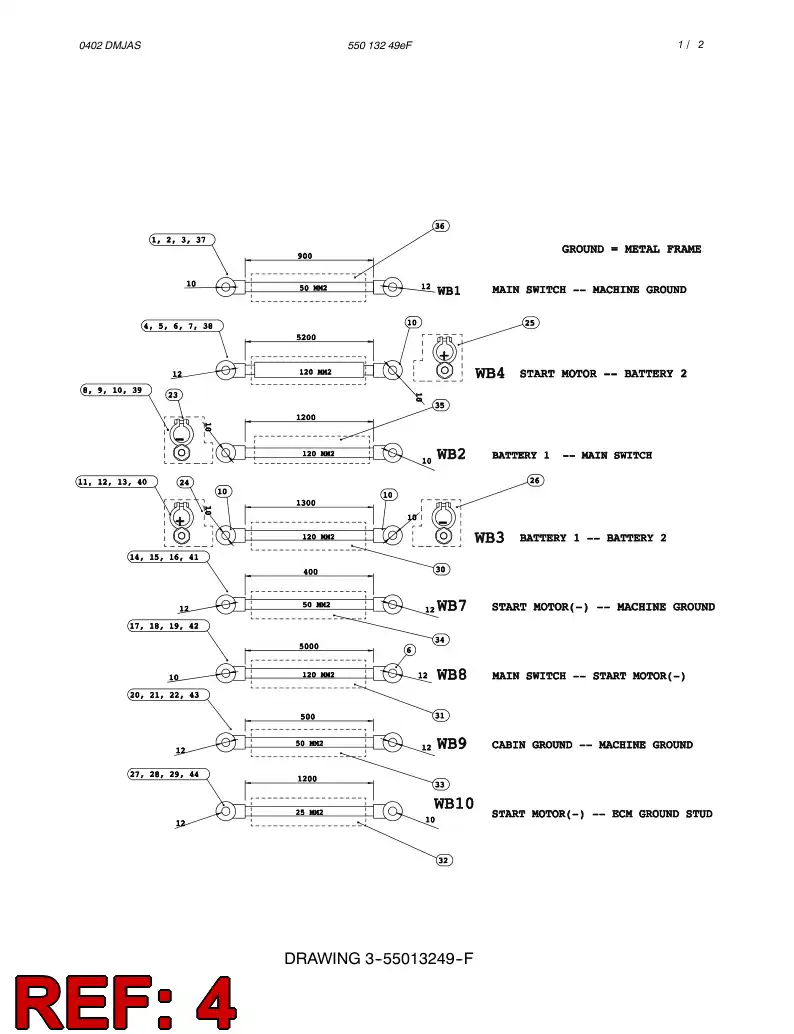 55018708 550 187 08 Cable - Sandvik Technical Drawing