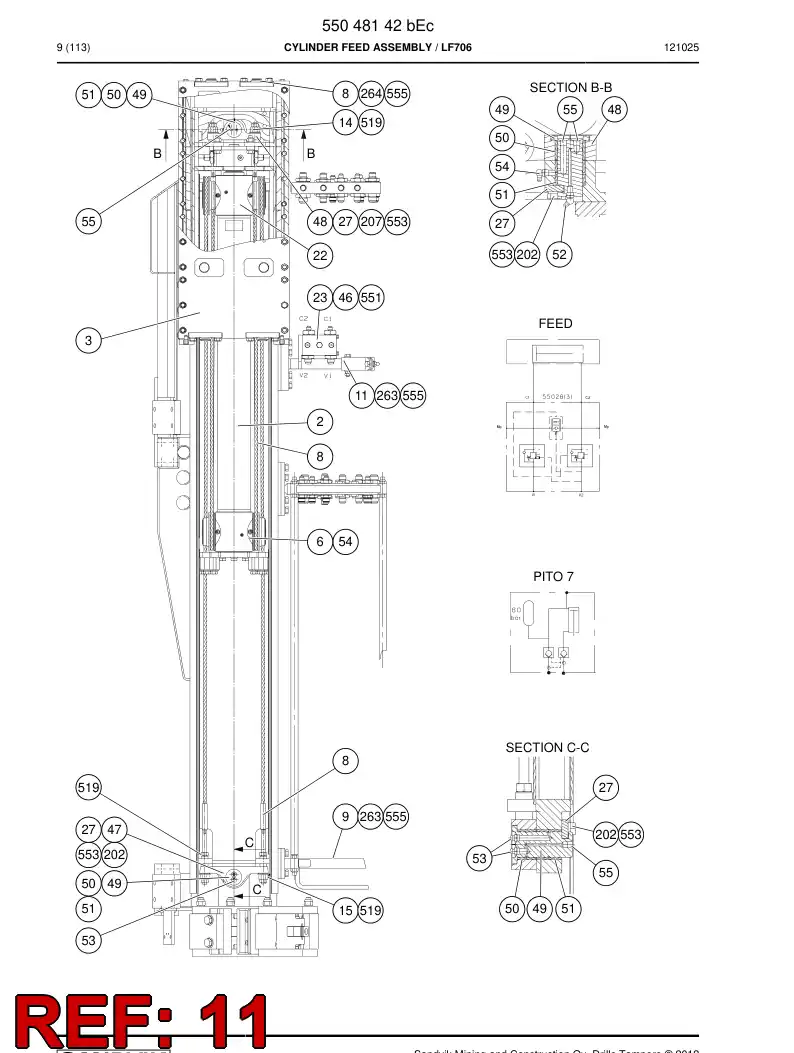 55018780a 550 187 80a Support, Hose - Sandvik Technical Drawing