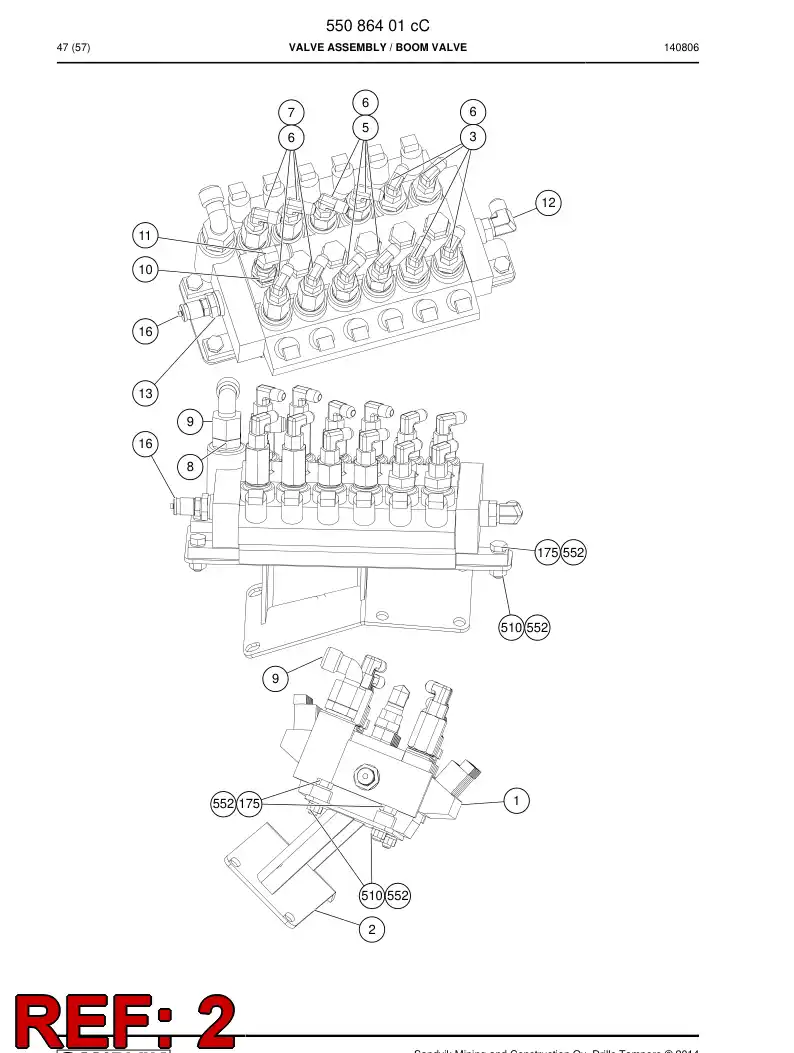 55018797e 550 187 97e Bracket, Valve - Sandvik Technical Drawing