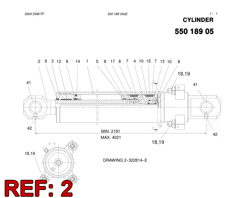 55018903 550 189 03 PISTON ROD - Sandvik Technical Drawing