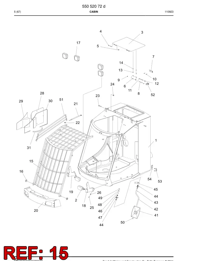 55019048a 550 190 48a Rail, Safety - Sandvik Technical Drawing