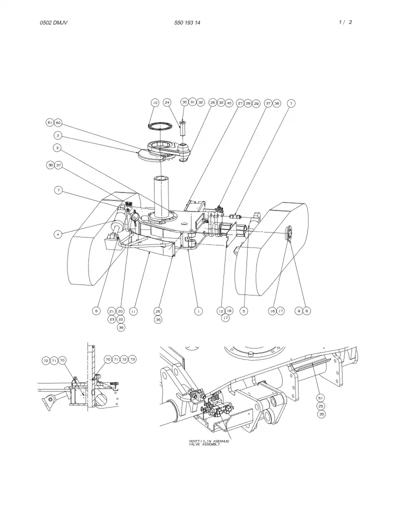 55019314 550 193 14 LOWER FRAME - Sandvik Technical Drawing