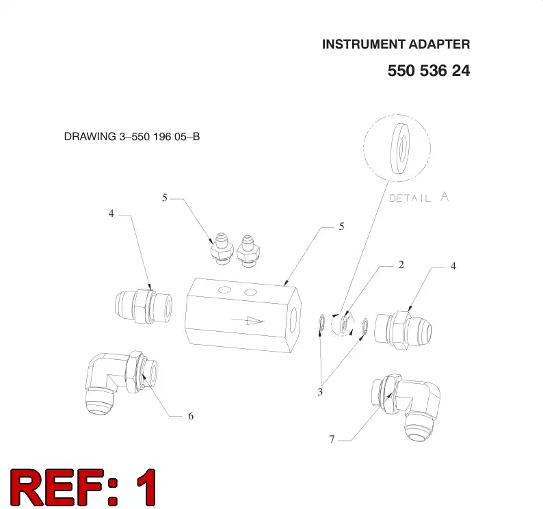 55019604 550 196 04 Adapter, Instrument - Sandvik Technical Drawing