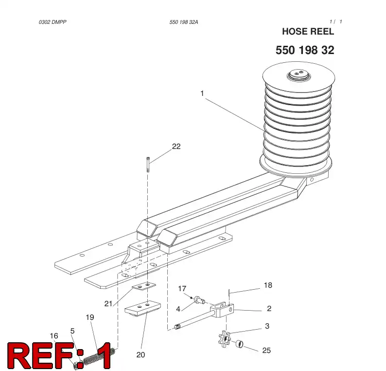 55019819 550 198 19 HOSE REEL - Sandvik Technical Drawing