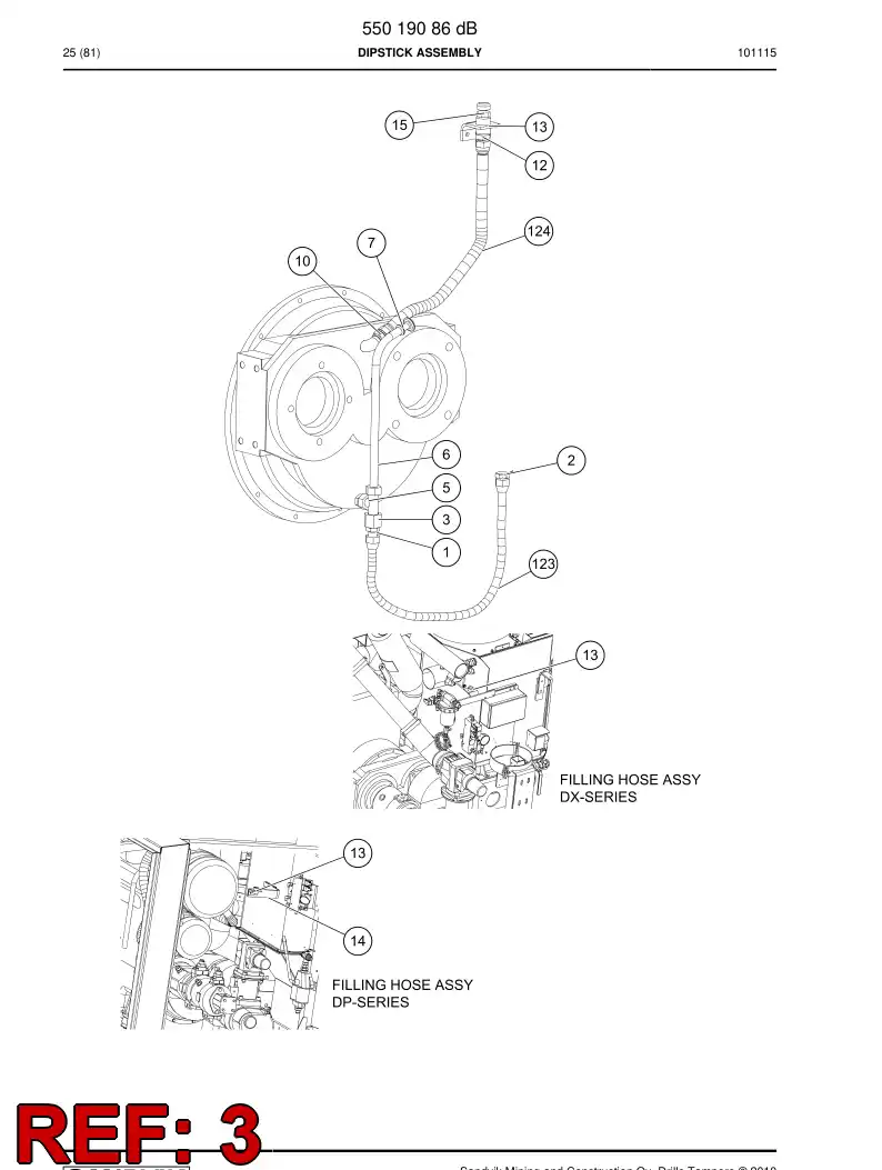 55019887a 550 198 87a Adapter, Hydraulic - Sandvik Technical Drawing
