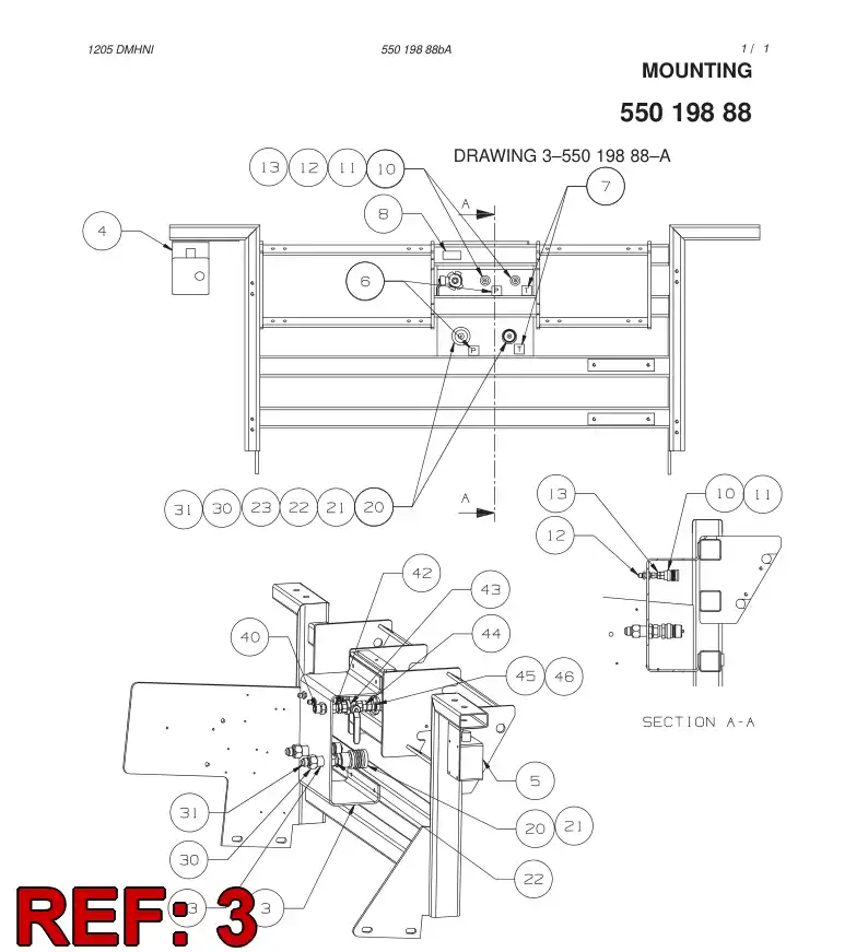 55019889 550 198 89 MOUNTING PLATE - Sandvik Technical Drawing