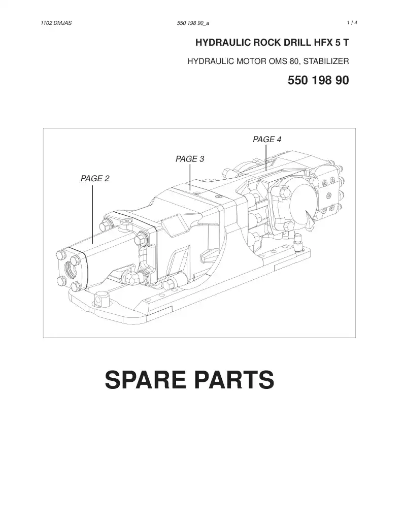 55019890a 550 198 90a HYDRAULIC ROCK DRILL - Sandvik Technical Drawing