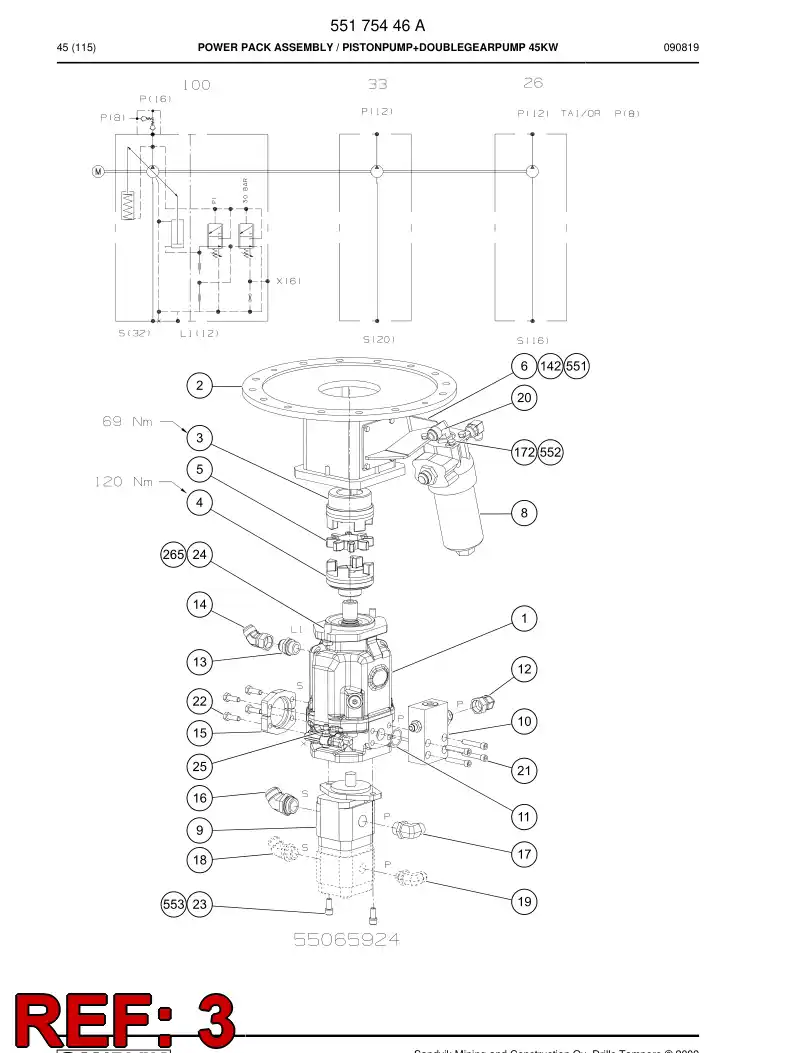 55019962a 550 199 62a Clutch (half) - Sandvik Technical Drawing