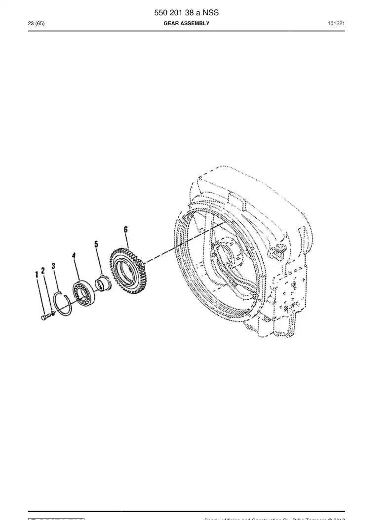 55020138a 550 201 38a GEAR ASSEMBLY - Sandvik Technical Drawing