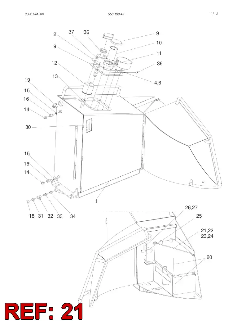 55020143 550 201 43 Fixing clip - Sandvik Technical Drawing