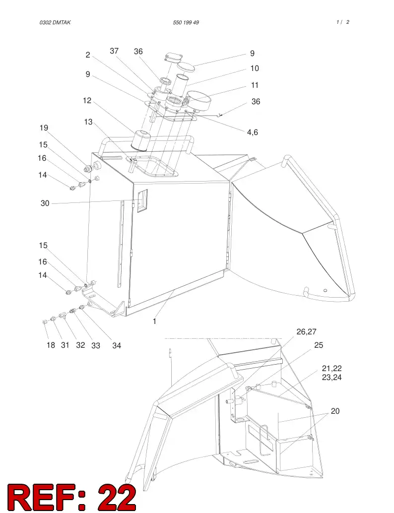 55020144 550 201 44 Fastener - Sandvik Technical Drawing