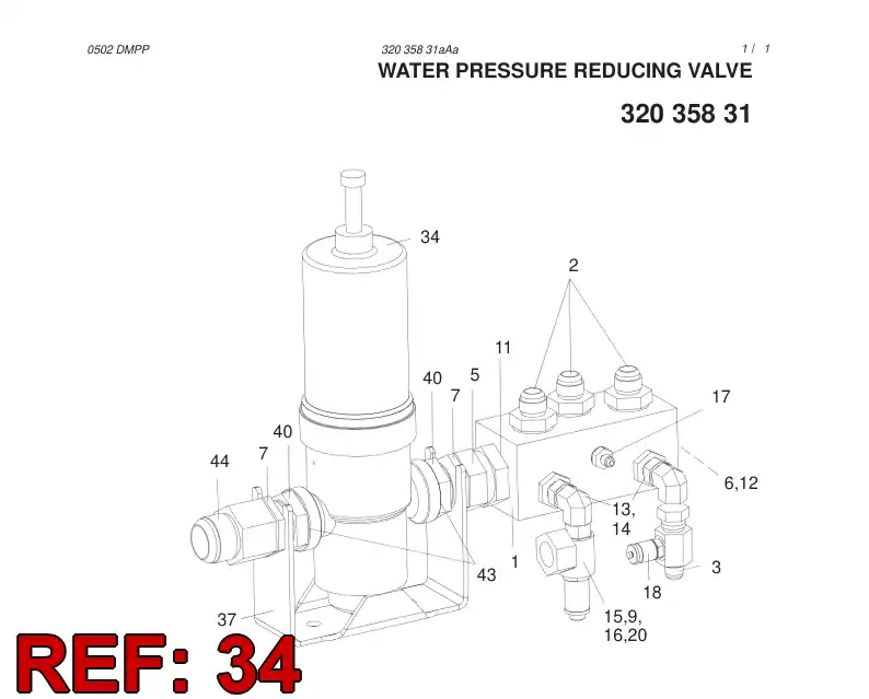 55020197 550 201 97 PRESSURE REDUCING VALVE - Sandvik Technical Drawing