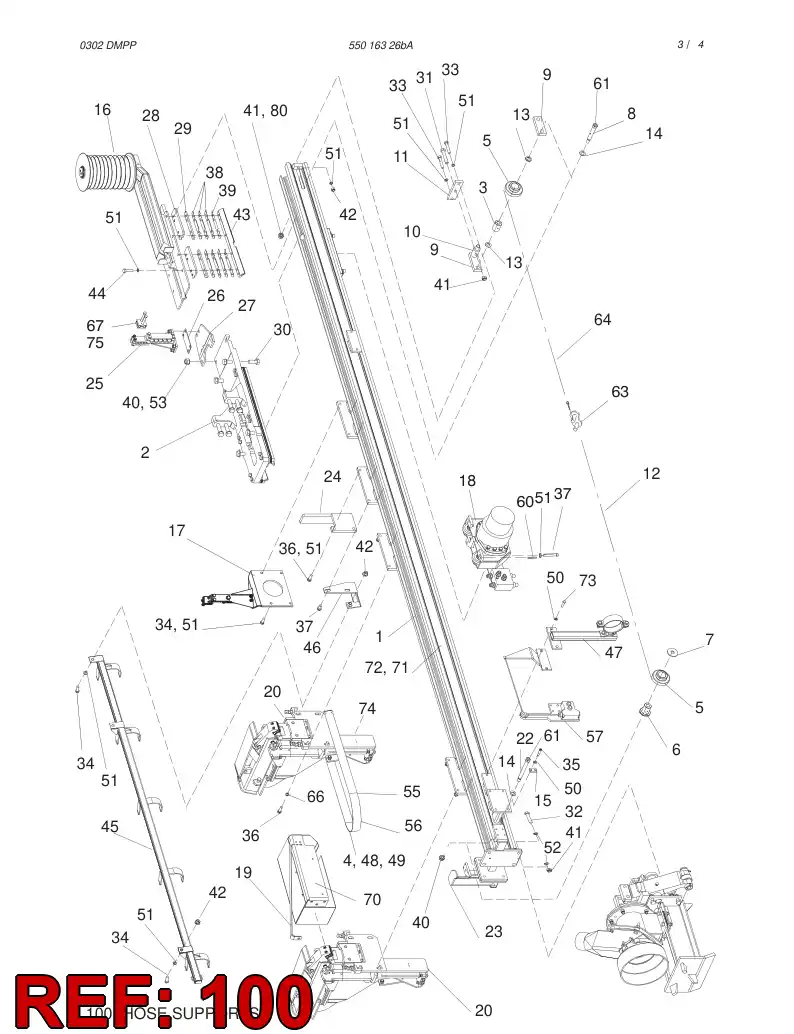 55020331 550 203 31 HOSE SUPPORT ASSEMBLY - Sandvik Technical Drawing