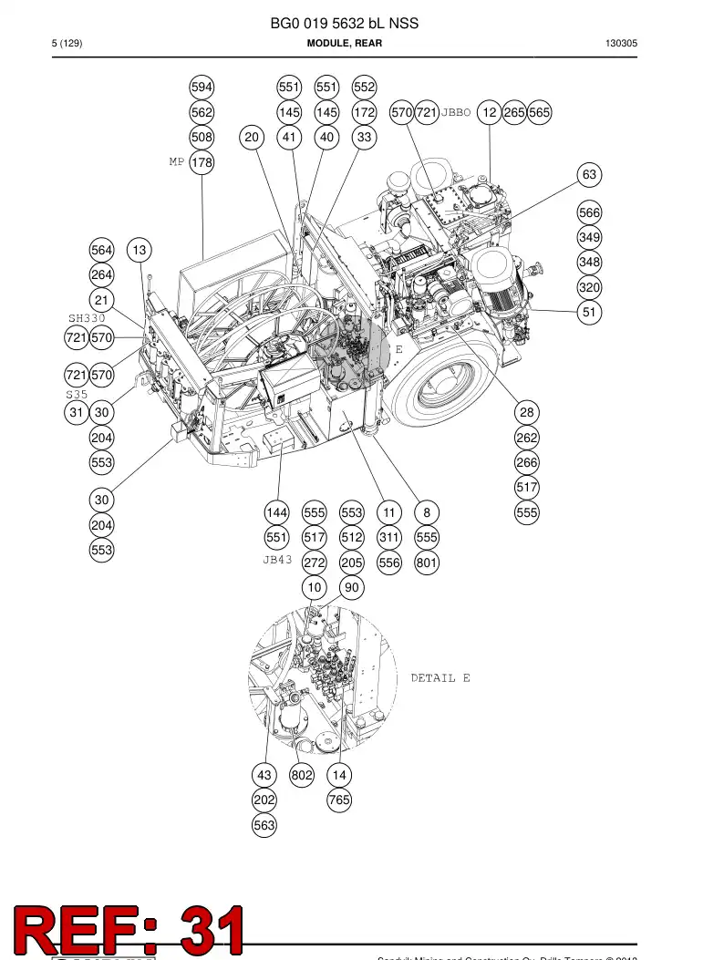 55020365b 550 203 65b Holder, Cable - Sandvik Technical Drawing