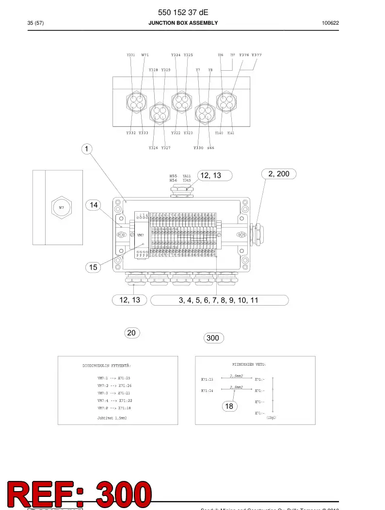 55020370 550 203 70 Wiring diagram - Sandvik Technical Drawing