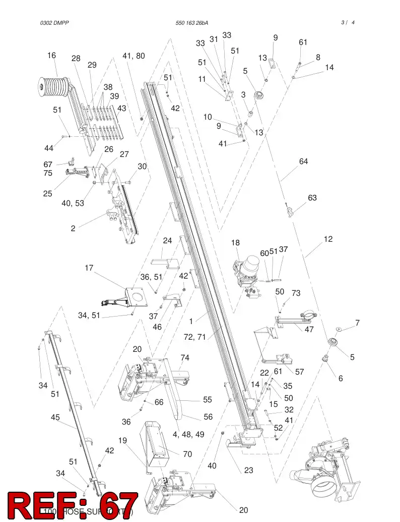 55020374 550 203 74 Support, Hose - Sandvik Technical Drawing