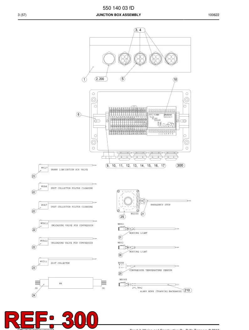 55020470 550 204 70 Wiring instruction - Sandvik Technical Drawing